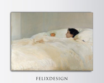 Joaquin Sorolla - Mother (1895) | Antique Vintage Oil Painting | Nursery Decor | Mother and Child | Wall Art Print Decor | Digital Art