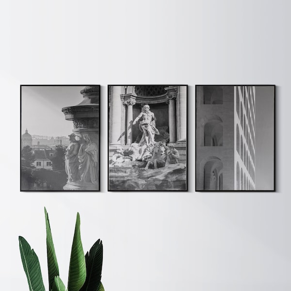 Set of 3, Architectural Art decor, Modern Greek Wall Art, Greek Sculptures, Statue Print, Black and White, Sculpture Print, Digital download