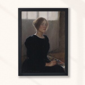 Elin Danielson-Gambogi - Self-Portrait (1900) | Vintage Wall Art Print Woman Light Dark Academia Home Decor | Printable Digital Download