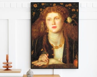 Dante Gabriel Rossetti - Bocca Baciata (1859) - Beautiful Wall Art Painting Poster Print Gift vintage Bedroom Decor - Téléchargement numérique