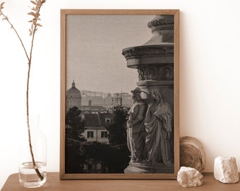 Decorazione architettonica, Arte murale greca, Boho Home Decor, Bianco e nero, Statua di Roma, Download digitale, Scultura in marmo, Stampa da viaggio
