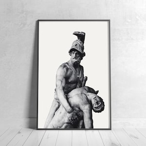 Menelaus Carrying the Body of Patroclus, Rome statue, Digital download, Bust statue, Aesthetic Room Decor, Marble Sculpture, Black and White