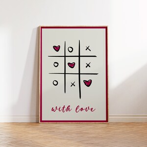 With Love Print | Romantic Wall Art | Love Poster Wall Art | Valentine&#39;s Day Poster | Romantic Artwork | Digital Print