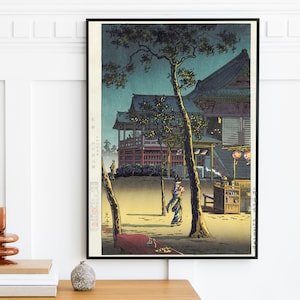 Tsuchiye Koitsu - Tea Shop (1940) | Japan Japanese Street Landscape LoFi ukiyo-e | Wall Art Vintage Painting Midnight Print | Digital Art