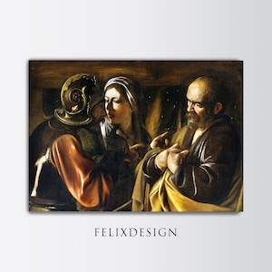 Caravaggio - The Denial of Saint Peter (1610) - Classic Painting Photo Poster Print Art Gift Home Wall Decor Digital Download - Bible Jesus