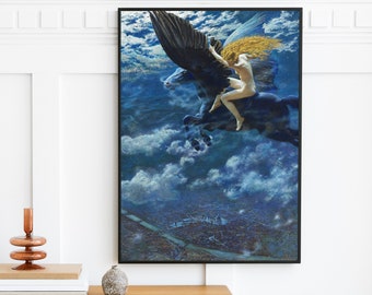 Edward Robert Hughes - Dream Idyll (a Valkyrie) (1902) - Painting Poster Print Home Wall Art Decor Vintage Antique - Digital Instant Art