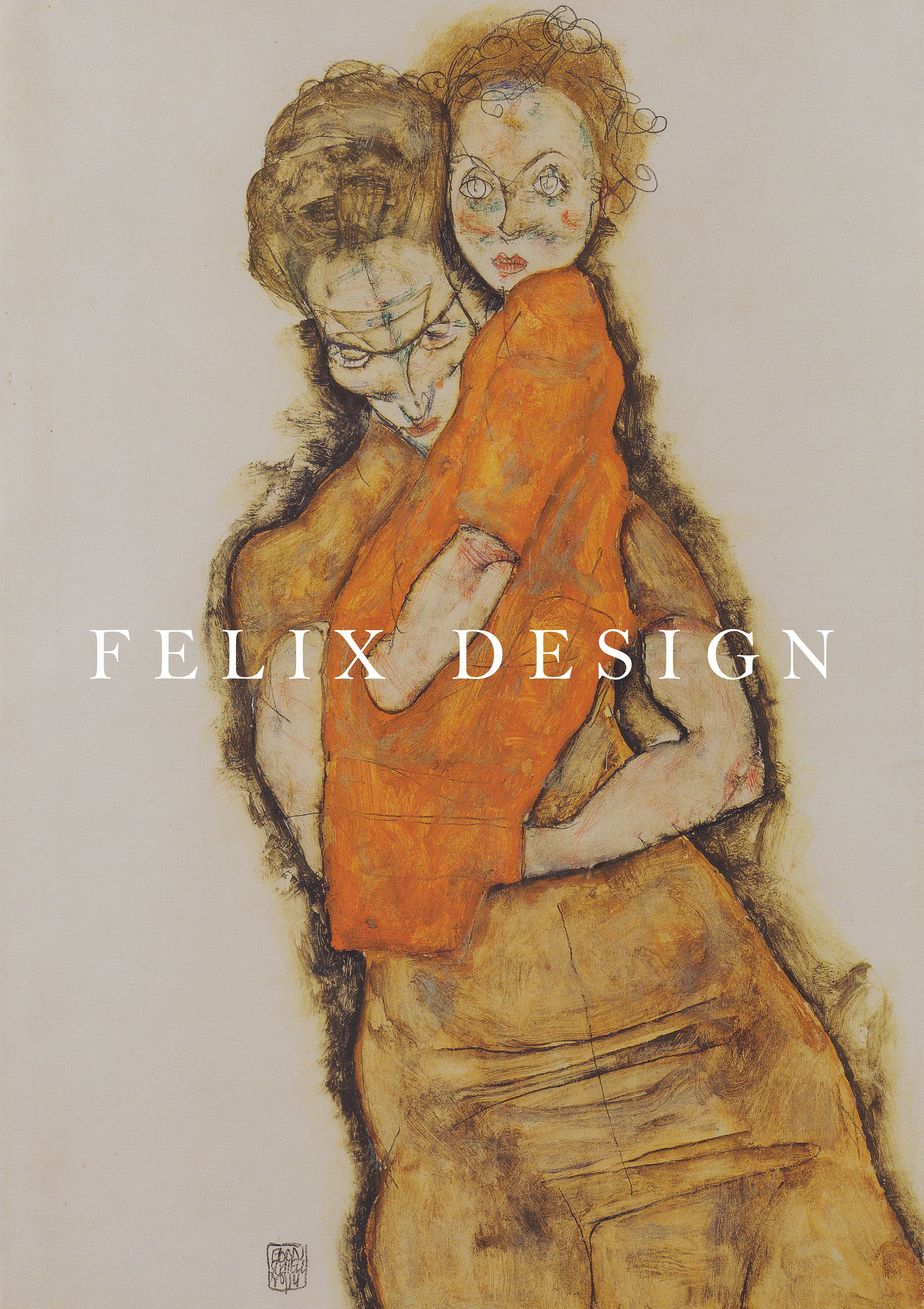 エゴン・シーレ - 母と子（1914） - 紳士絵画ポスタープリントホーム