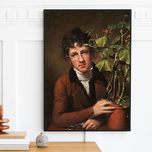 Rembrandt Peale - Rubens Peale with a Geranium (1801) | Vintage Man Portrait Oil Painting | Wall Home Decor Poster Print | Digital Art