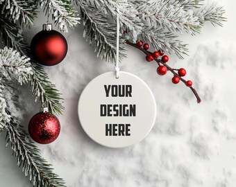 Christmas Ornament Mockup Bundle Christmas Mockup Blank White Round Ceramic Tree Ornament Mockup Christmas Mock ups Canva Mock up Bundle
