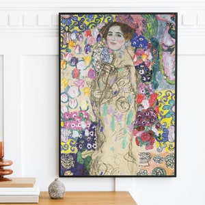 クリムト【リアムンクの肖像III】lithograph直筆サイン グスタフ・クリムト - リア・ムンク3世の肖像（1917年） - 花の絵画