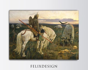 Viktor Mikhailovich Vasnetsov - Knight at the Crossroads (1882) | Vintage Landscape Wall Art Print | Samsung Frame TV Art | Digital Art