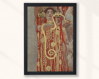 Gustav Klimt - Hygieia (1907) - Wall Art Print Snake Queen Hku Klimt Hygieia Vintage Painting Poster - Goddess of Health - Digital Download