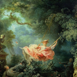Jean-Honore Fragonard, The Happy Accidents of the Swing, 1767 - Vintage Painting Reproduction, Rococo Style Painting, Baroque Art, Print