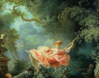 Jean-Honore Fragonard, The Happy Accidents of the Swing, 1767 - Vintage Painting Reproduction, Rococo Style Painting, Baroque Art, Print