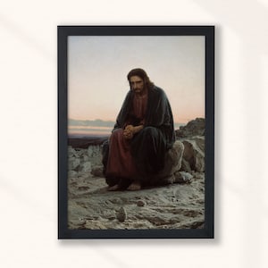 Ivan Kramskoi - Christ in the Desert (1872) - Vintage Oil Painting - Jesus Fasting 40 Days 40 Nights - Wall Art Print Decor - Digital Art