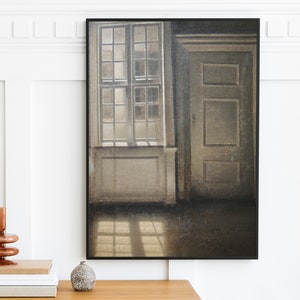 Vilhelm Hammershoi - Interior Sunlight on the Floor (1906) | Vintage Painting Danish Interior Design Gift Wall Art Print | Digital Printable