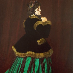 Claude Monet - Camille the Woman in the Green Dress (1866) - Classic Painting Poster Print Art Gift, French Impressionist Impressionism