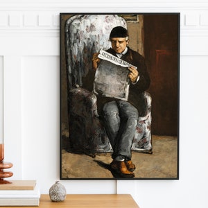 Paul Cézanne - The Artist&#39;s Father, Reading L&#39;Événement (1866) | Vintage Man Portrait Print | Antique Oil Painting Cezanne | Printable Art