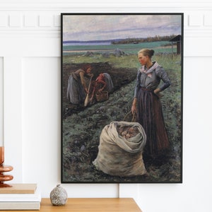 Elin Danielson-Gambogi - Potato Harvesters (1893) | Vintage Wall Art Print Woman Light Dark Academia Decor | Printable Digital Download