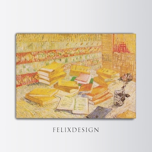 Vincent Van Gogh - Stillleben mit französischen Romanen (1888) | Vintage Gemälde Buch Blume Wand Kunst Dekor Druck | Rahmen TV Art | Druckbare Kunst