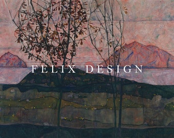 Egon Schiele - Setting Sun (1913) - Samsung Frame TV Art - Wall Art Abstract Lake Mountains Trees Painting Poster Print - Digital Download