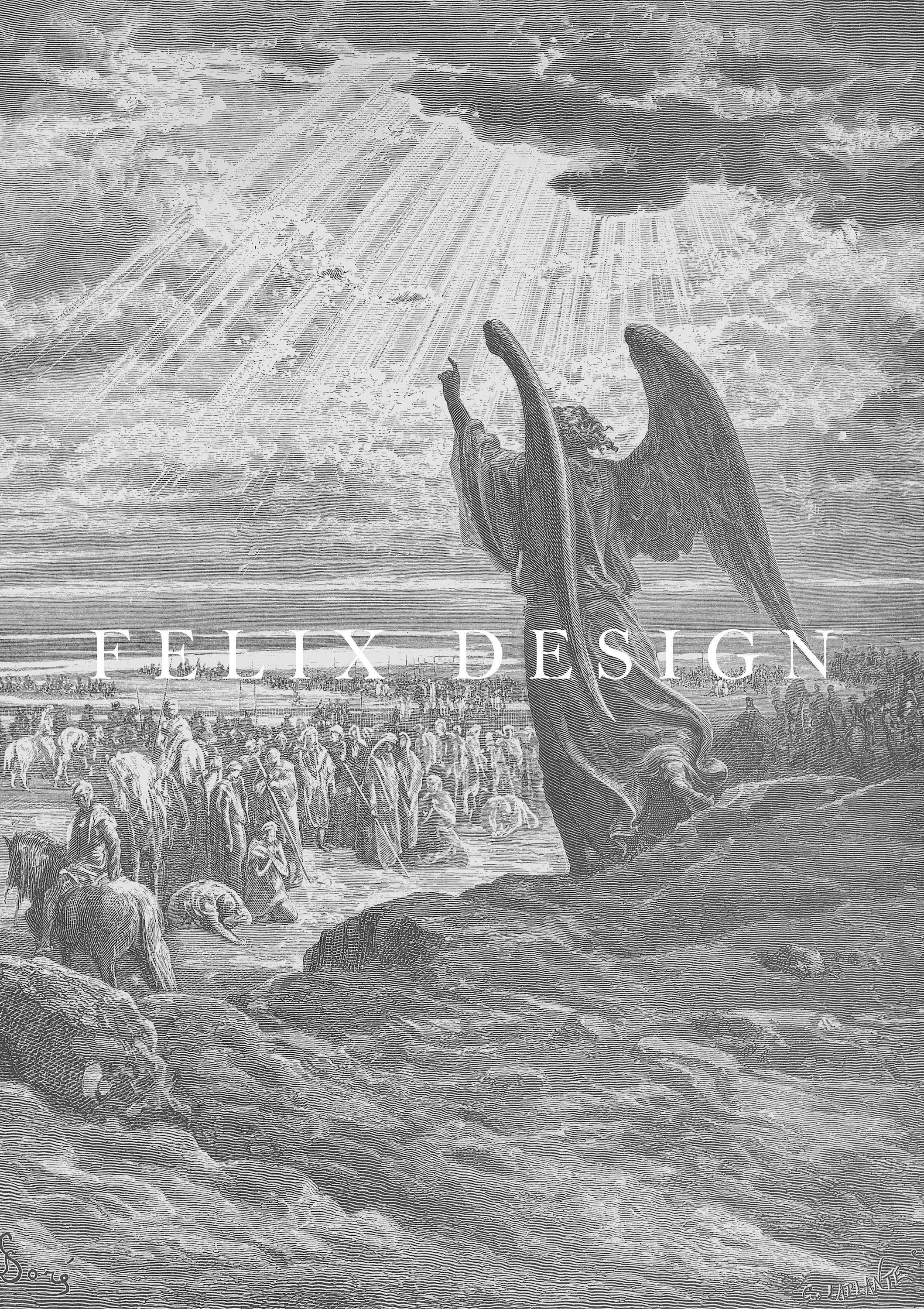 Gustave Dore - an Angel Appears to the Israelites (1866) - Print