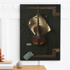 William Michael Harnett - The Old Violin (1886) | Vintage Oil Painting | Still Life Tab Paper Book Wall Art Poster Gift Print | Instant Art