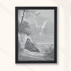 Gustave Dore - Elijah is Nourished by an Angel (1866) - Print Home Wall Art Gift - Vintage Oil Painting - Bedroom Decor Digital Printable