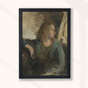 Moody Vintage Portrait Painting | Vintage Woman Oil Painting | Woman Portrait Painting | Eclectic Painting | Digital Download
