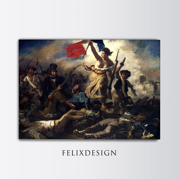 Eugene Delacroix - Liberty Leading the People (1830) - Reproduction of a Classic Painting Libertarian Freedom Photo Poster Print Art Gift