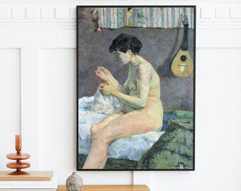 Paul Gauguin - Study of a Nude (1880) | Vintage Woman Portrait Print | Antique Oil Painting Bedroom Wall Art Decor | Printable Art