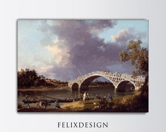 Canaletto - Old Walton Bridge (1754) - Samsung Frame TV Art - Painting Poster Vintage Print Fine Wall Art Gift Landscape -  Digital Download