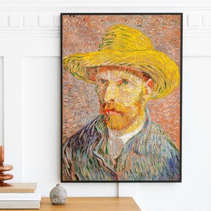 Vincent Van Gogh - Self-Portrait with a Straw Hat (1887) | Home Wall Art Decor Vintage Oil Painting Print Masterpiece | Digital Download