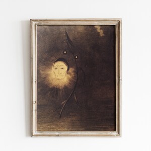 Odilon Redon - Swamp Flower (1885) | Antique Vintage Painting Print Sketch Flower Light in Darkness Wall Art | Printable Digital Download