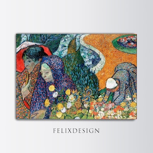 Vincent Van Gogh - Memory of the Garden at Etten Ladies of Arles (1888) | Vintage Painting Woman Wall Art Print | Frame TV | Printable Art