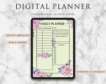 Digital Daily Planner, GoodNotes Planner, Portrait Digital Planner, Daily Schedule, Notability Planner, iPad Planner