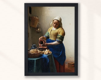 Johannes Vermeer - The Milkmaid (1658) | Vintage European Woman Portrait Painting | Classic Portrait | Wall Art Print | Digital Download