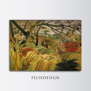 Henri Rousseau - Tiger in a Tropical Storm (1891) | Nature Scenery Oil Painting | Landscape Print Decor | Samsung Frame TV Art | Digital Art