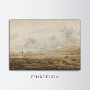 Landscape Print | Vintage Oil Painting Print | Sketch Wall Art | Antique Print | Digital Download | Printable Art | Samsung Frame TV Art