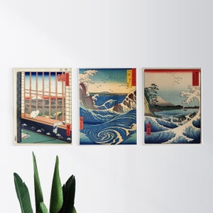 Utagawa Hiroshige Collection Set of 3 Fine Art Prints - Digital Download Japanese Prints, Woodblock, Japanese, Japan Gift, Ukiyo-e Art