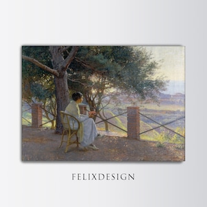 Elin Danielson-Gambogi - Sunset (1915) | Vintage Wall Art Print Woman Light Landscape Scenery Dark Academia Decor | Digital Download