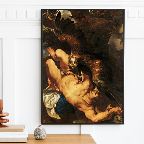 Peter Paul Rubens - Prometheus Bound (1611) | Vintage Man Portrait Painting Wall Art Print Bathroom Living Room Decor | Digital Download