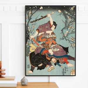 Utagawa Kunisada - Escena de Lluita (1849) | Japan Japanese ukiyo-e Hokusai | Vintage Print Portrait Wall Art Decor | Digital Art