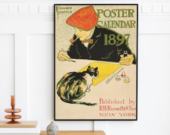 Calendar Edward Penfield - Vintage Art Nouveau - Painting Print Poster Wall Bedroom Home Decor Advertisement Instant Art - Digital Download
