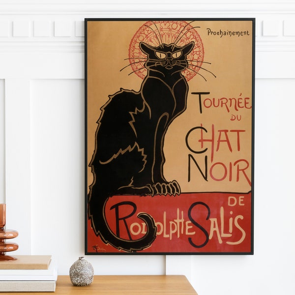 Théophile Steinlen - Chat Noir Black Cat | Museum Prints, Le Chat Noir Vintage Advertisement | Wall Art Decor Vintage Painting | Digital Art
