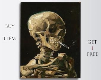 Vincent Van Gogh - Skull of a Skeleton with Burning Cigarette (1885) - Digital Download, Photo, Poster, Print, Art , Gift Van Gogh, Home