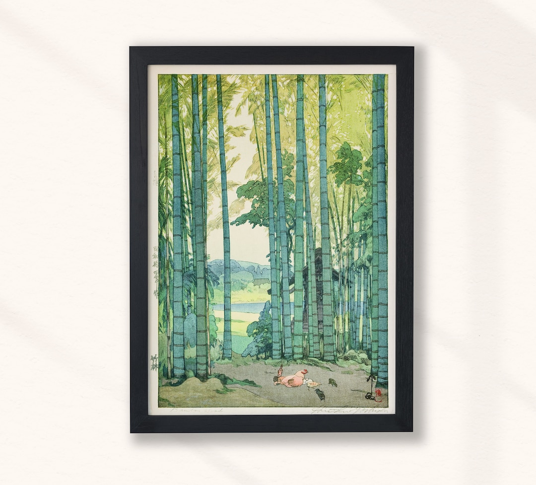 Hiroshi Yoshida Bamboo Grove 1939 Vintage Painting Tall Green Trees