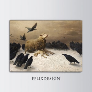 Anguish by August Friedrich Schenck - Famous Painting Poster Print Art Gift Vintage Landscape Sheep - Digital Download, Instant Art
