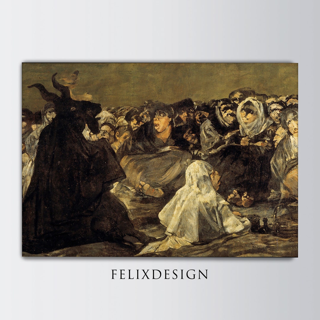 フランシスコ・ゴヤ - 魔女の集会（1823）抜粋 - クラシック絵画写真