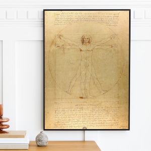 Leonardo Da Vinci Print | Vintage Drawing Print | Vitruvian Man Print, Anatomy Art Print | Da vinci, Classical | Digital Instant Art